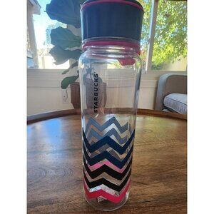 RARE 2017 Starbucks Plastic Waves Water Bottle w/ Screw Top Lid | 18oz